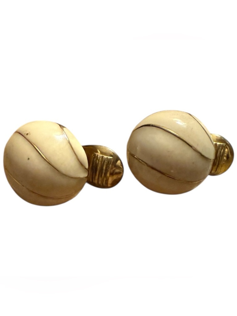Bundle 3 for $15- Vintage Monet Cream and Gold Swirl Button Clip On Earrings